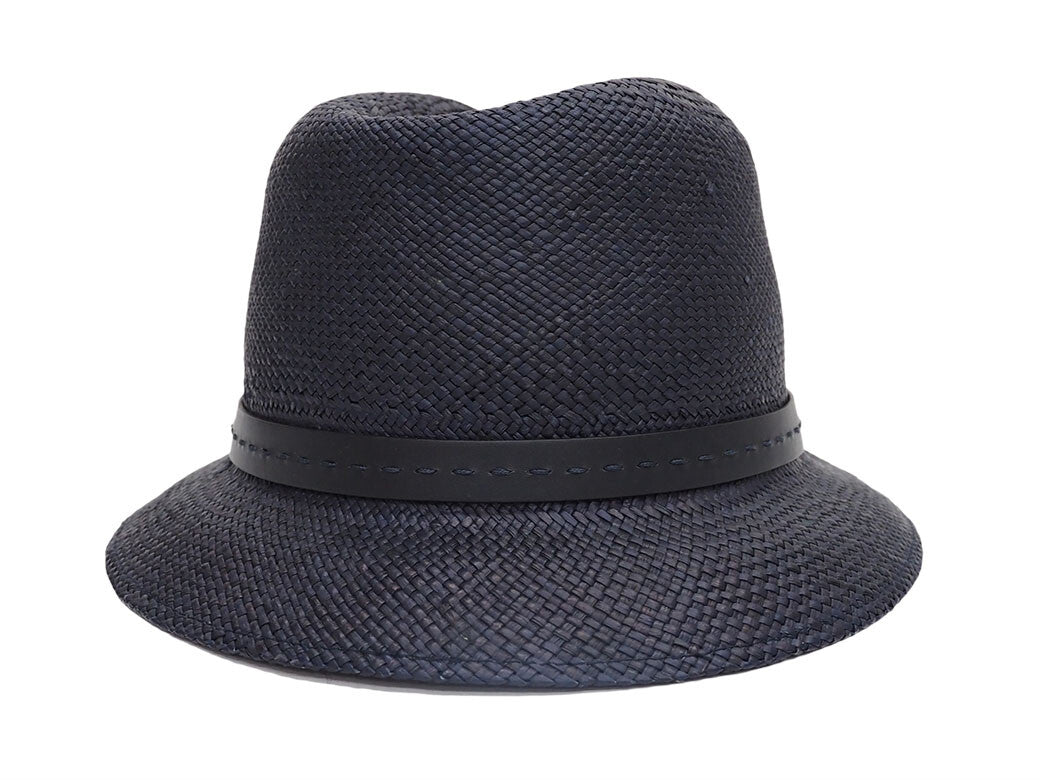 GUCCI Italian Straw Folded Hat XL 60cm Navy Straw Hat Men's Panama Preowned2