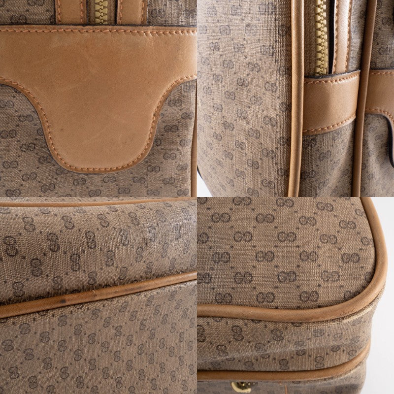 GUCCI Old Gucci Micro GG PVC Boston Bag Travel Beige Brown Vintage Preowned17