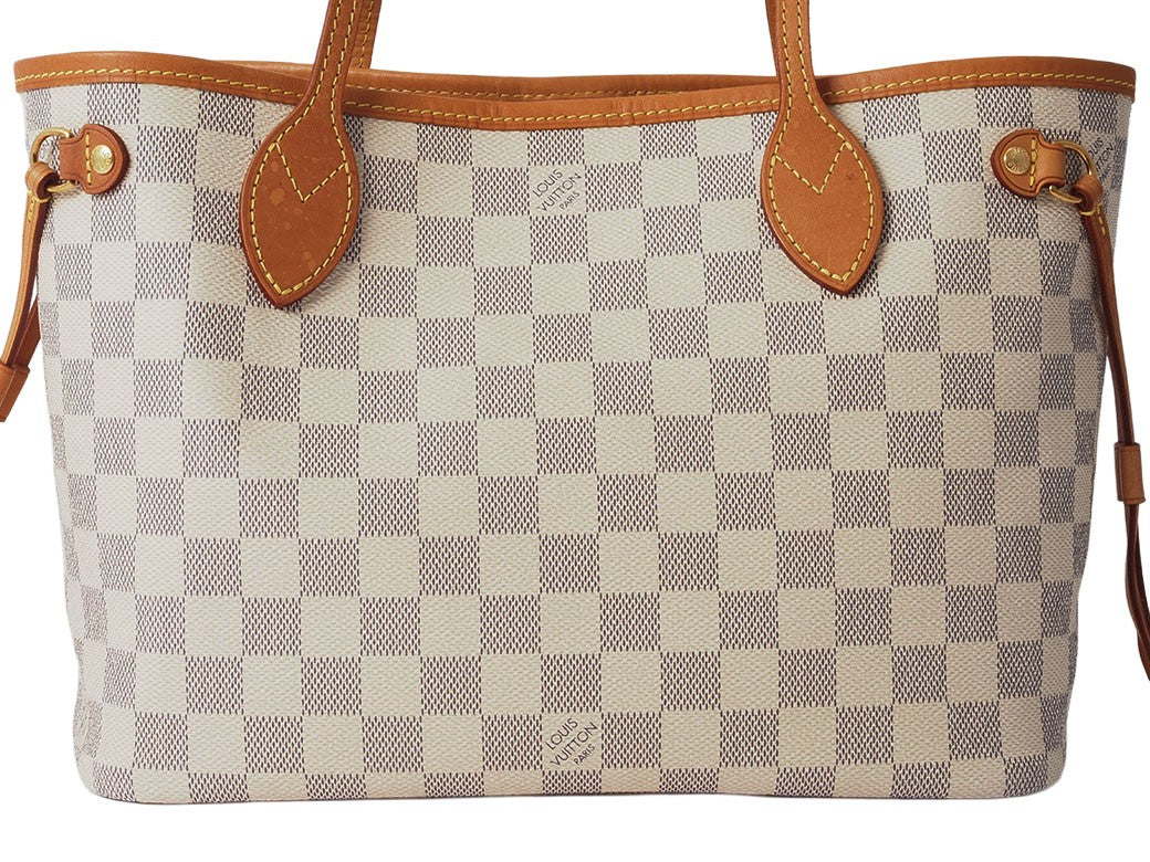 LOUIS VUITTON Neverfull PM Damier Azur N40605 White Shoulder Tote Bag Preowned2