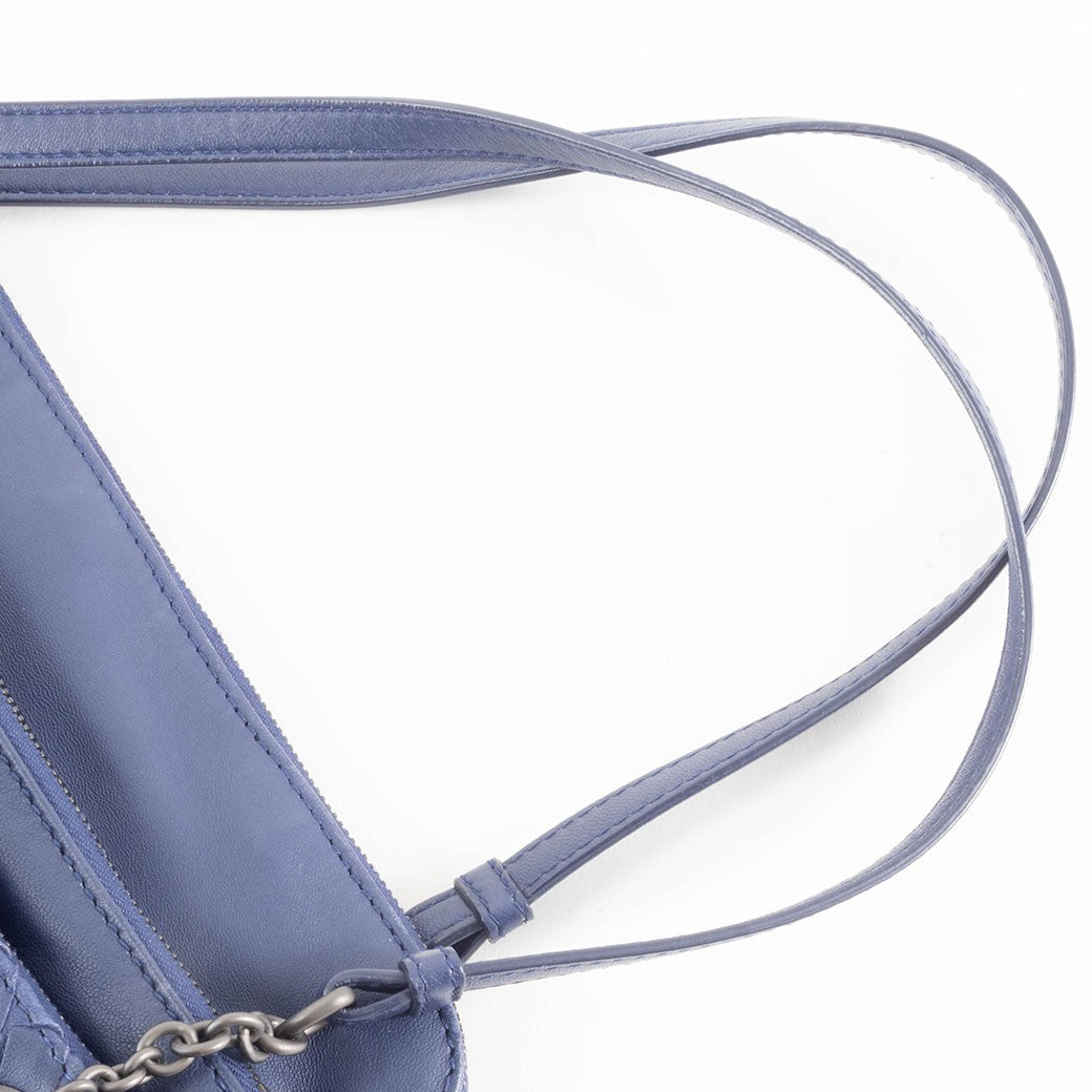 Bottega Veneta Intrecciato Navy Leather Women Shoulder Bag Handbag Preowned21
