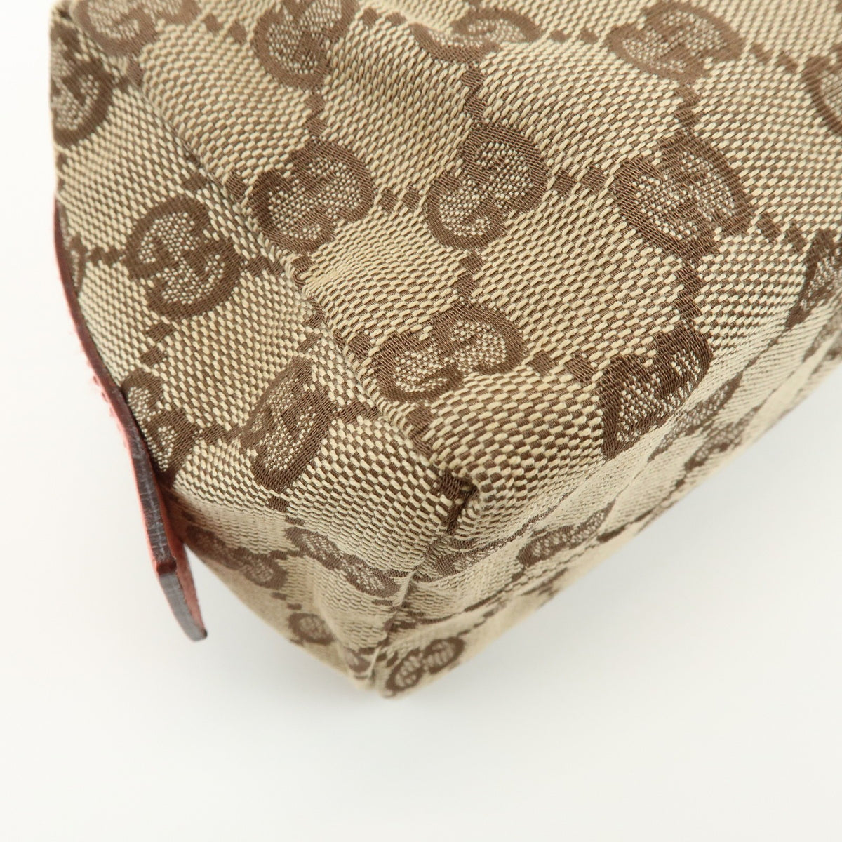 GUCCI GG Monogram Canvas Leather Cosmetic Pouch Beige Pink 29595 Preowned Auth15