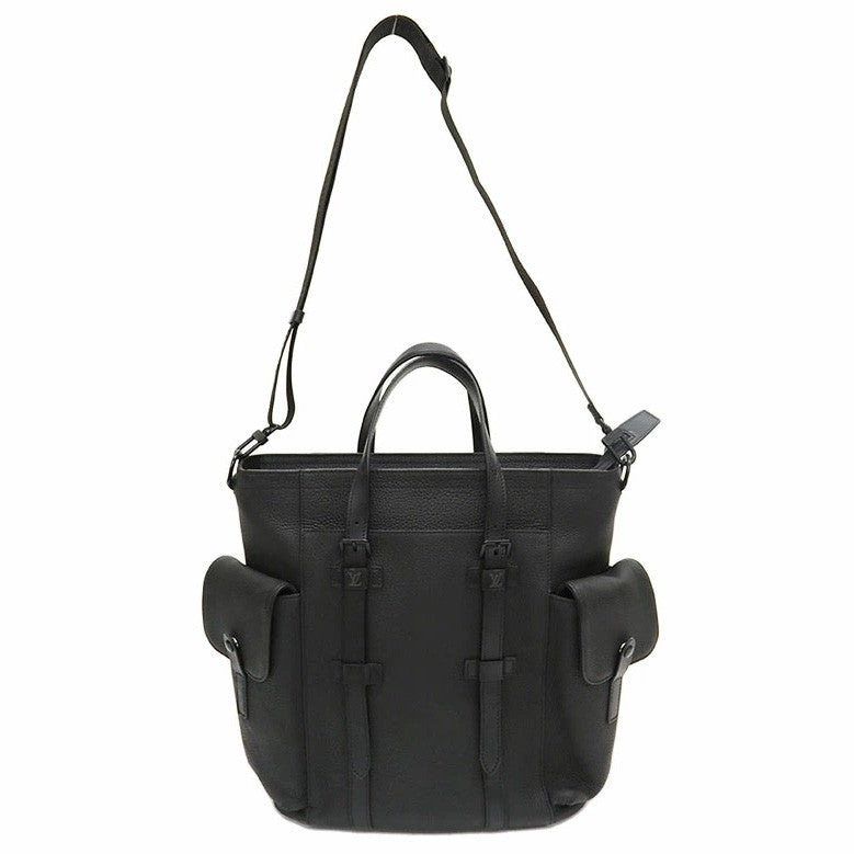Louis Vuitton Christopher Tote Shoulder Bag Taurillon Black Men's Preowned Auth1