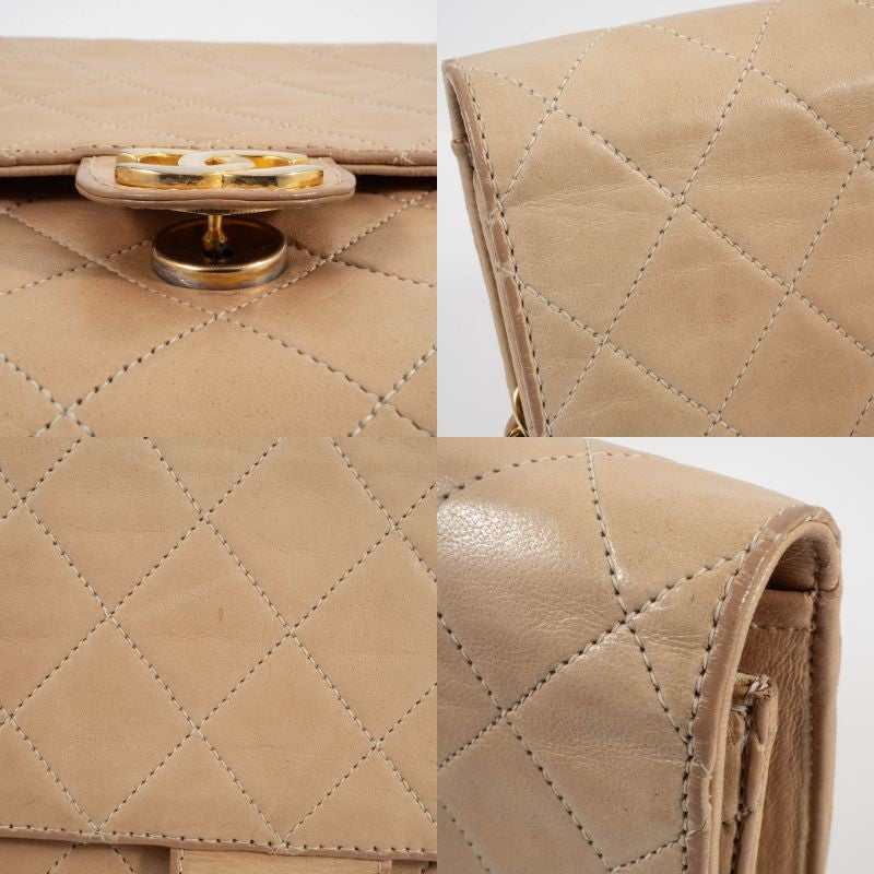 CHANEL Matelasse Womens Chain Shoulder Bag Beige Leather Vintage Preowned18