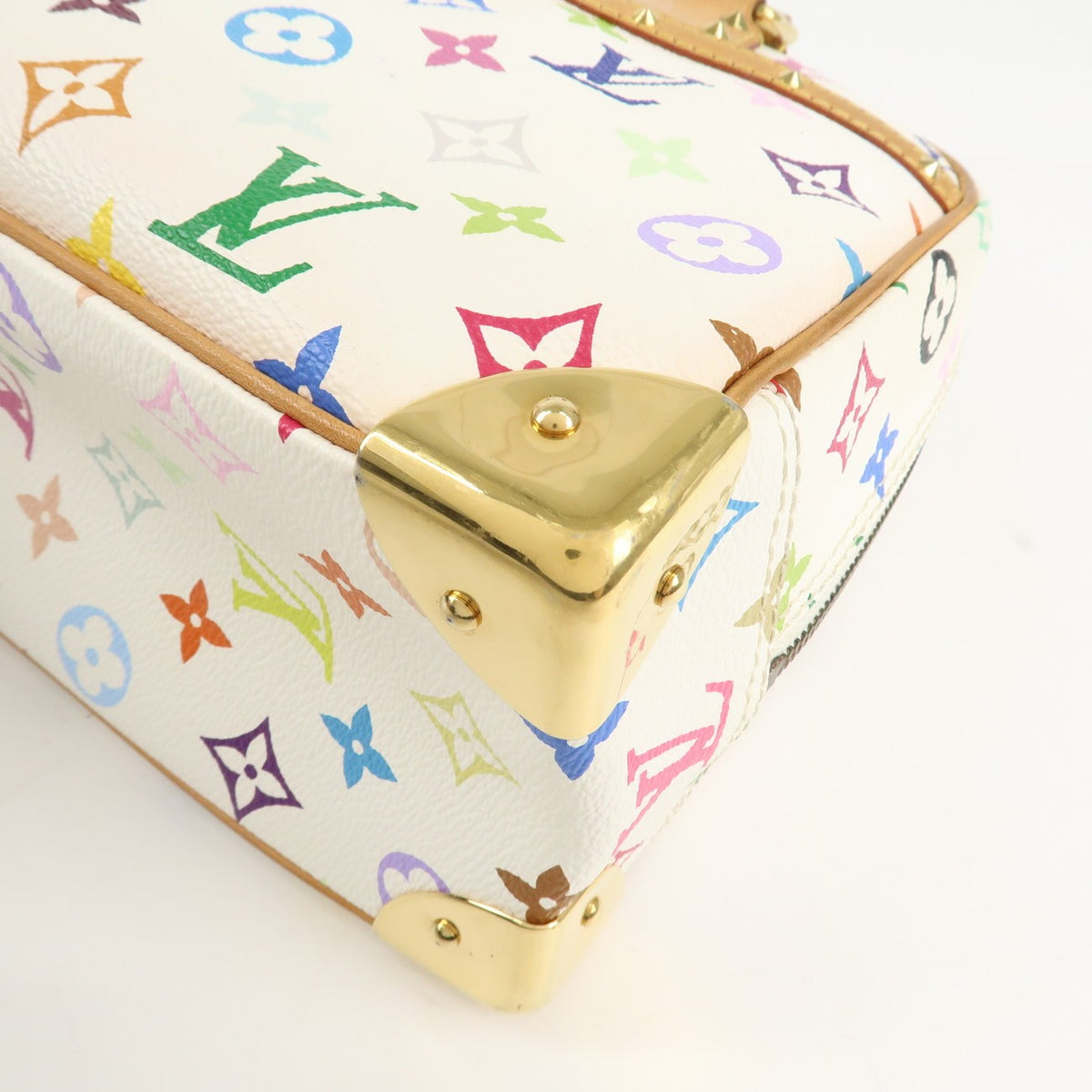 Louis Vuitton Monogram Multicolor Trouville Hand Bag Blanc M92662 Auth Used F/S11