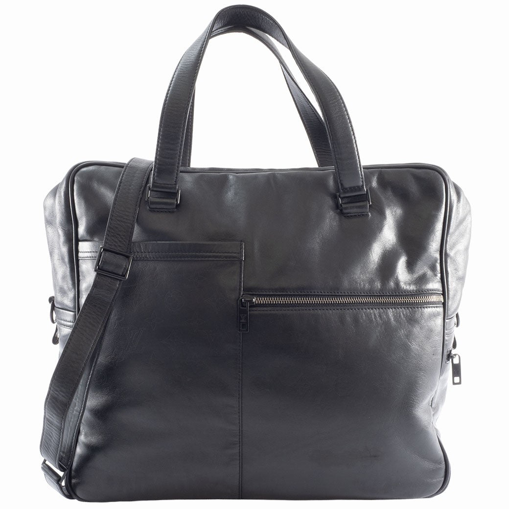 LOUIS VUITTON Upton Defile Black Leather Men Business Bag M92400 Preowned Auth0