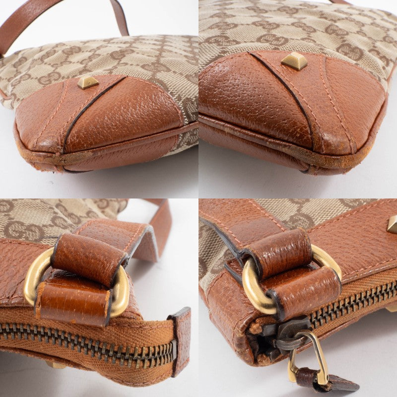 GUCCI GG Canvas Studded Beige Brown Crossbody Shoulder Bag 120894 Preowned Auth13
