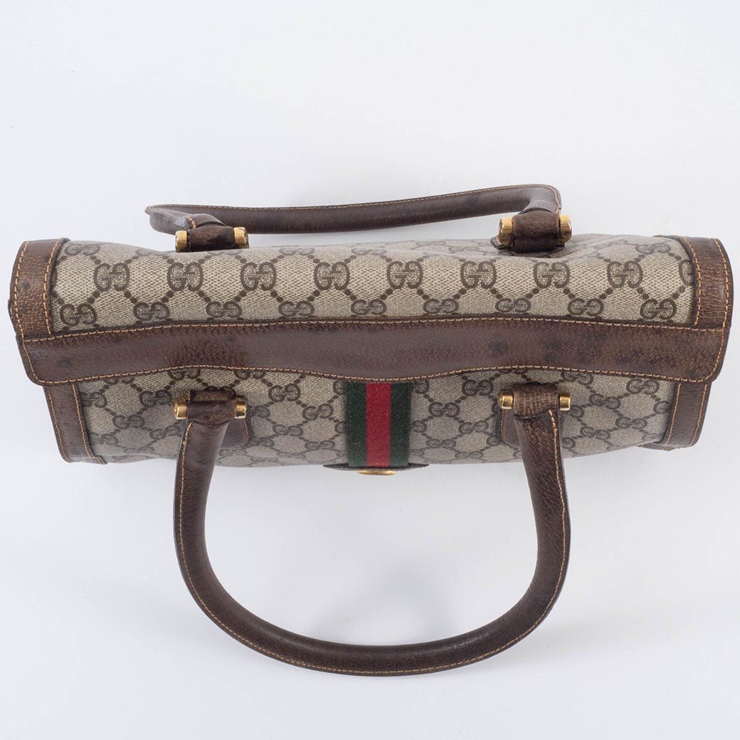 GUCCI Old Gucci Web Line Sherry Handbag Shoulder Interlocking Preowned Auth4