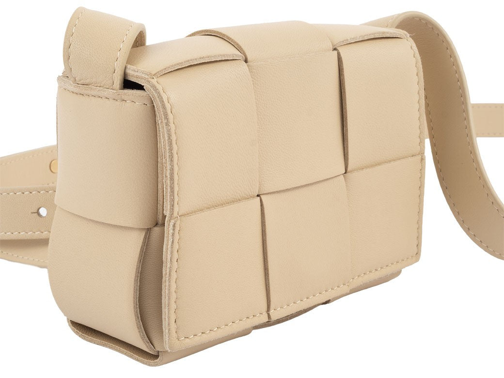 BOTTEGA VENETA Candy Cassette Crossbody Bag Beige Leather 666688 Preowned Auth2