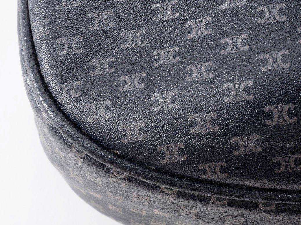 CELINE Macadam Blazon Navy PVC Leather Shoulder Bag Hobo Vintage Preowned Auth10