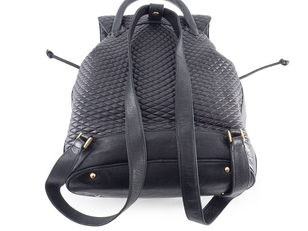 berry Bag Quilted Backpack Rucksack Black with Pouch Reuse Used Preowned4