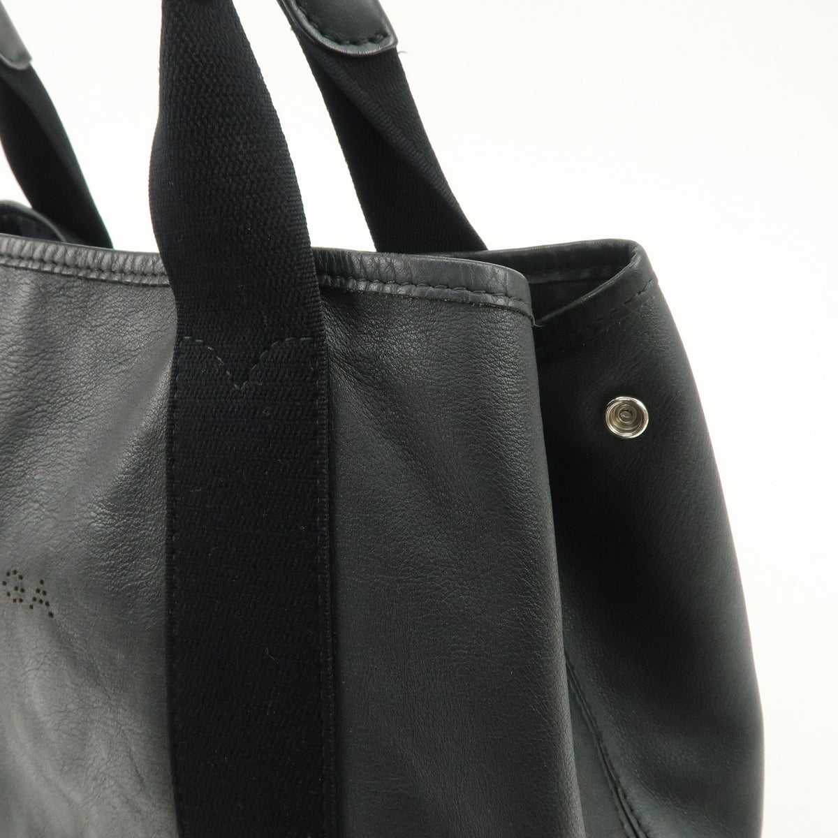 BALENCIAGA Leather Navy Cabas S Tote Bag Hand Bag Black 339933 Auth Used F/S14
