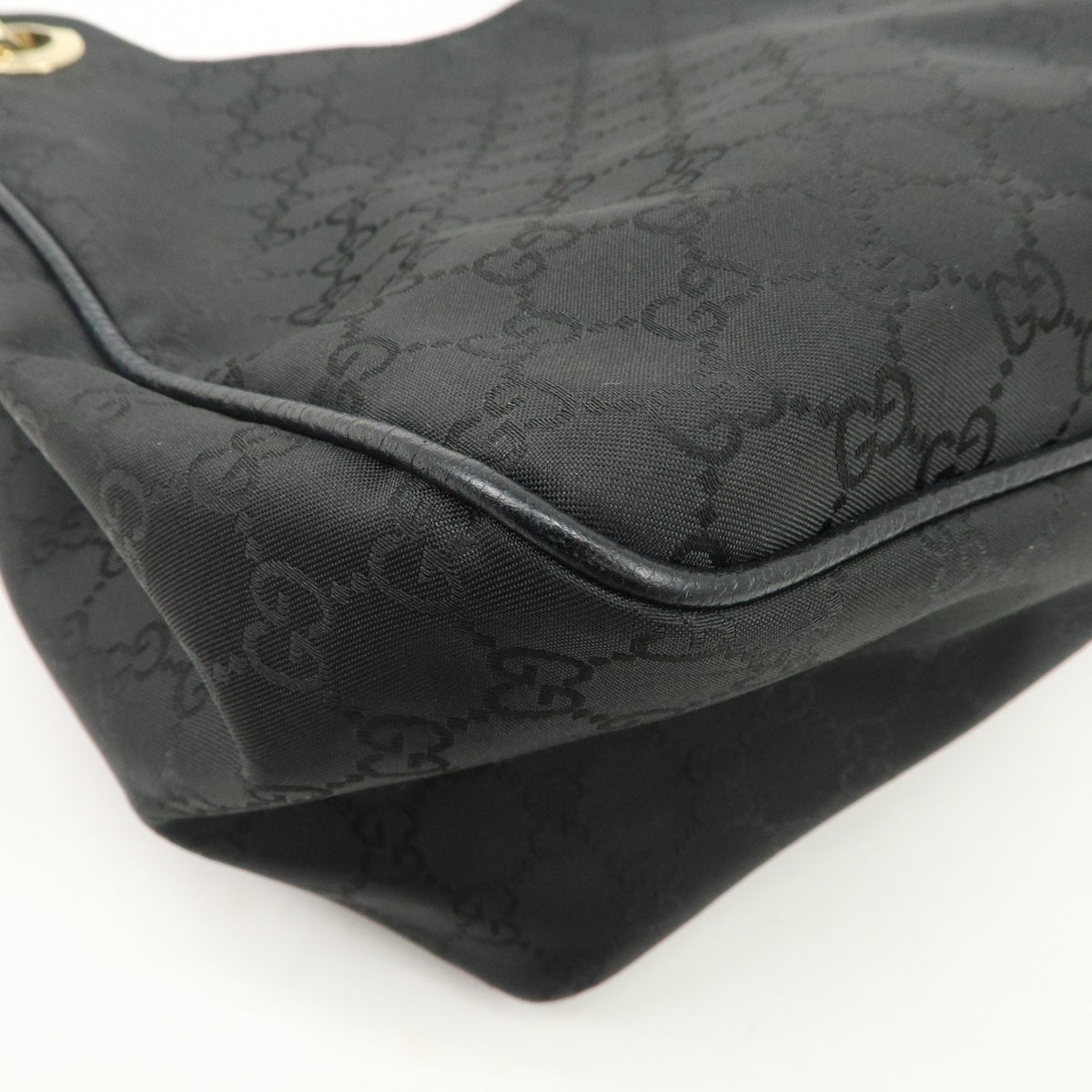 GUCCI GG Nylon Leather Shoulder Bag Hand Bag Black 257268 Authentic Used F/S12