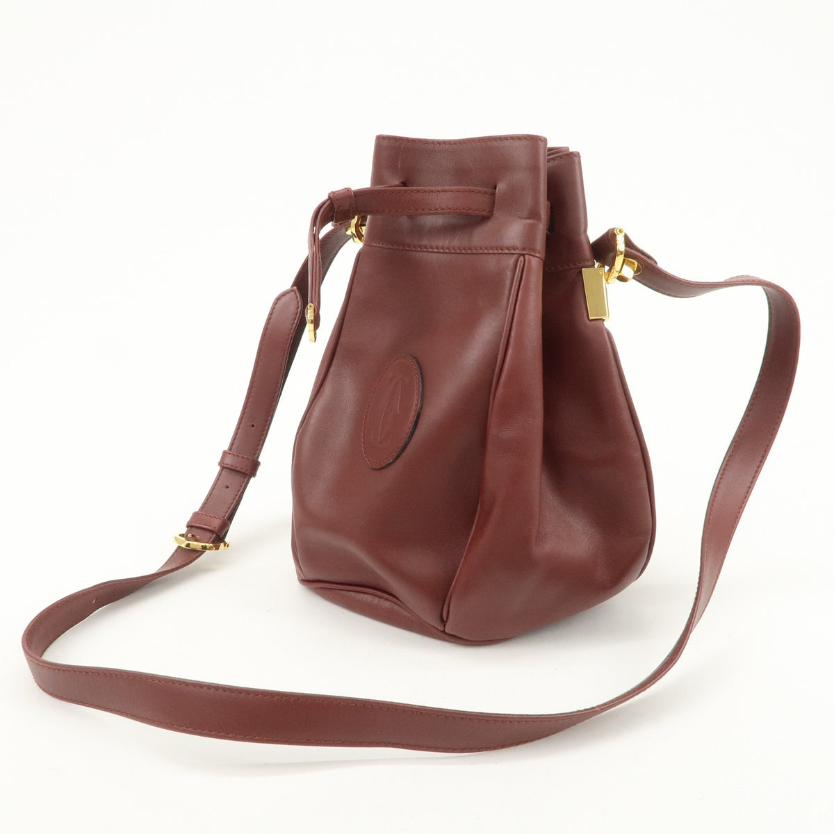 Cartier Must de Cartier Calf Leather Shoulder Bag Burgundy Authentic Used F/S2