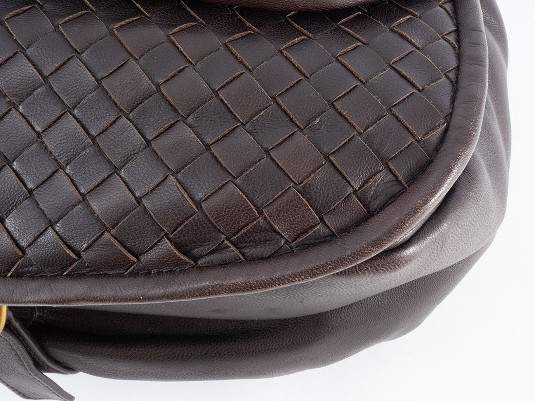 BOTTEGA VENETA Intrecciato Crossbody Shoulder Bag Dark Brown Leather Preowned12