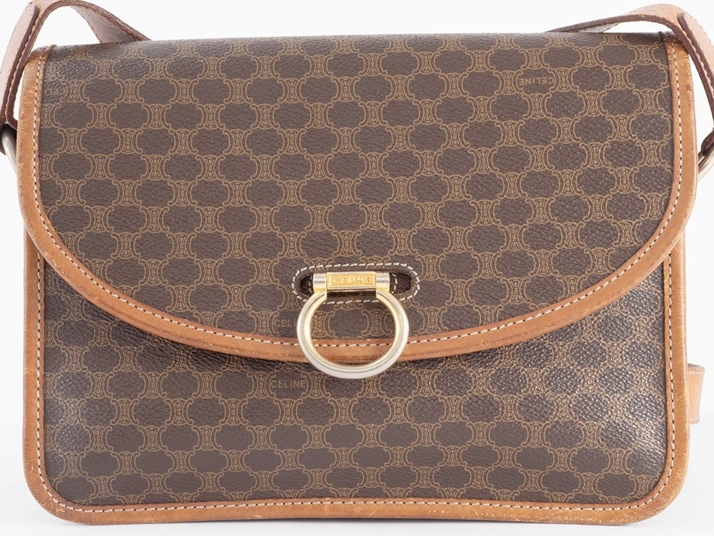 CELINE Macadam Flap Crossbody Shoulder Bag Womens Brown M08 Preowned Auth1