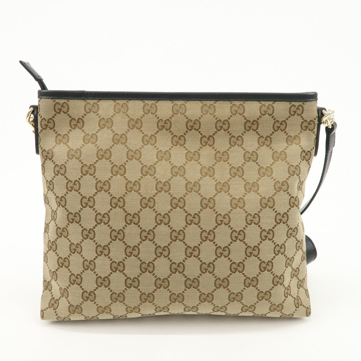 GUCCI Sherry GG Canvas Leather Shoulder Bag Beige Black 388926 Auth Used F/S1