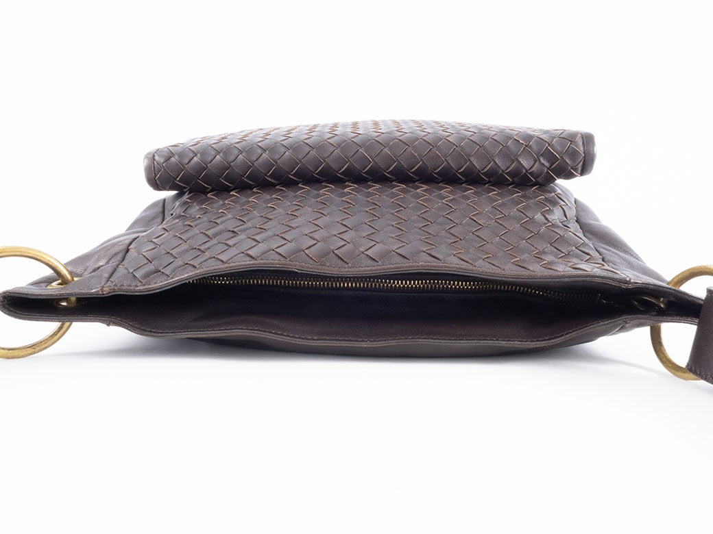 BOTTEGA VENETA Intrecciato Crossbody Shoulder Bag Dark Brown Leather Preowned6