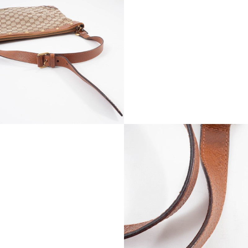 GUCCI GG Canvas Studded Beige Brown Crossbody Shoulder Bag 120894 Preowned Auth11