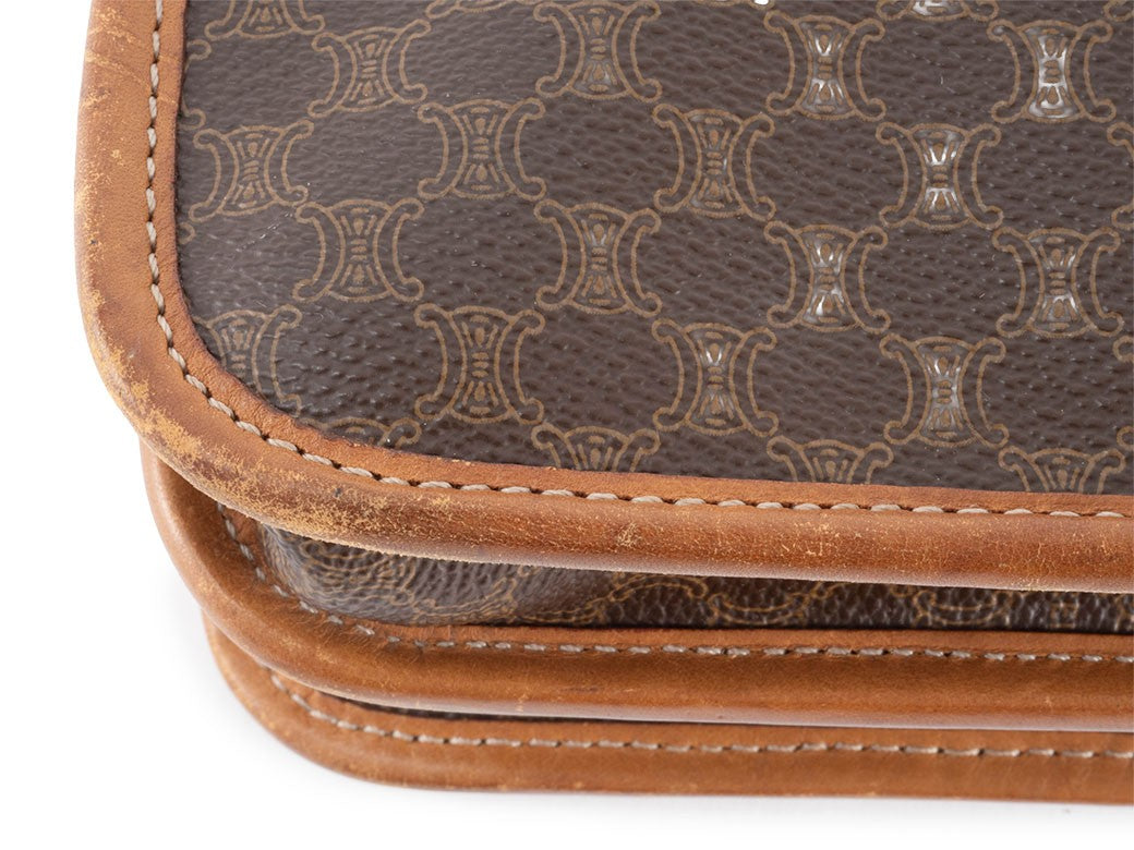 CELINE Macadam Flap Crossbody Shoulder Bag Womens Brown M08 Preowned Auth15