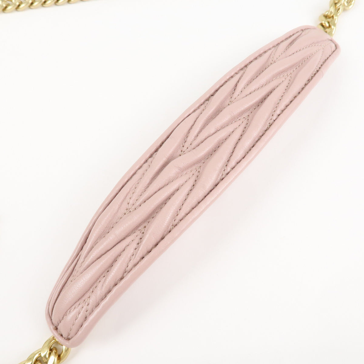 MIU MIU Matelasse Leather Chain Crossbody Shoulder Bag Pink Beige Preowned Auth8