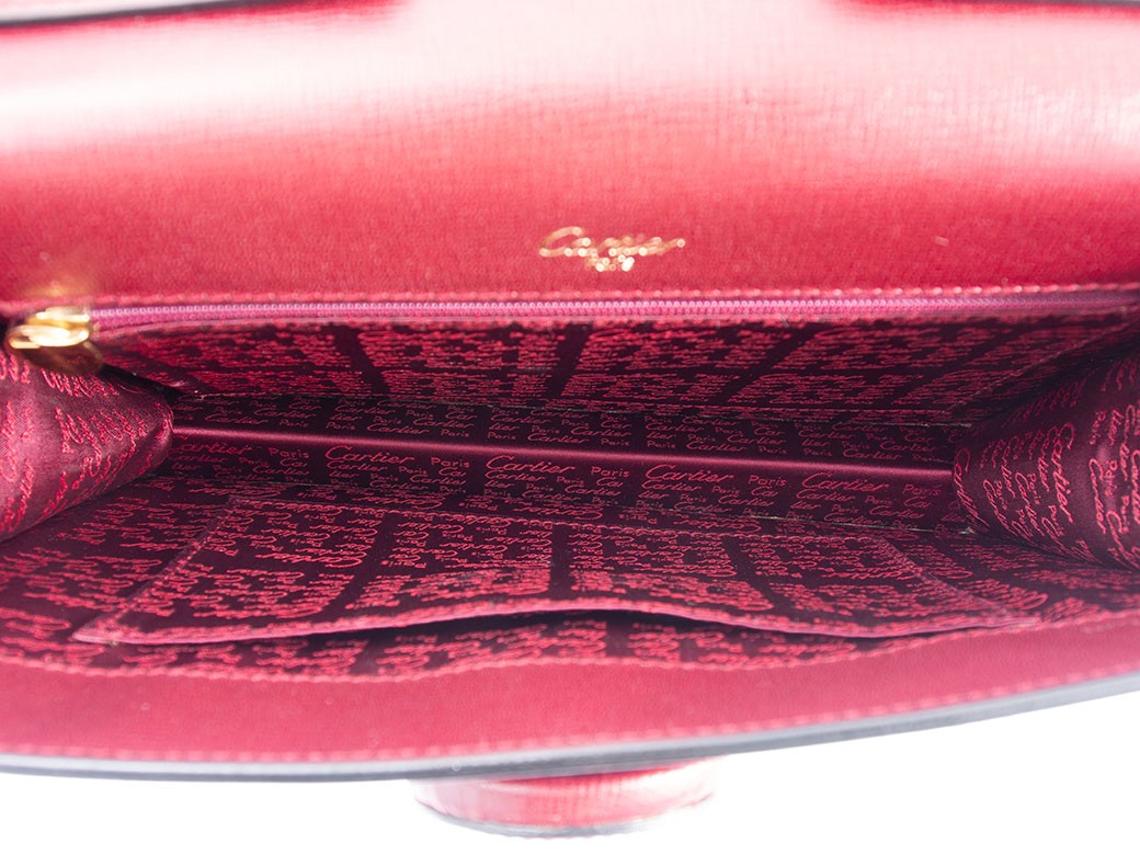 CARTIER Must de Cartier Bordeaux Leather Short Crossbody Shoulder Bag Preowned11