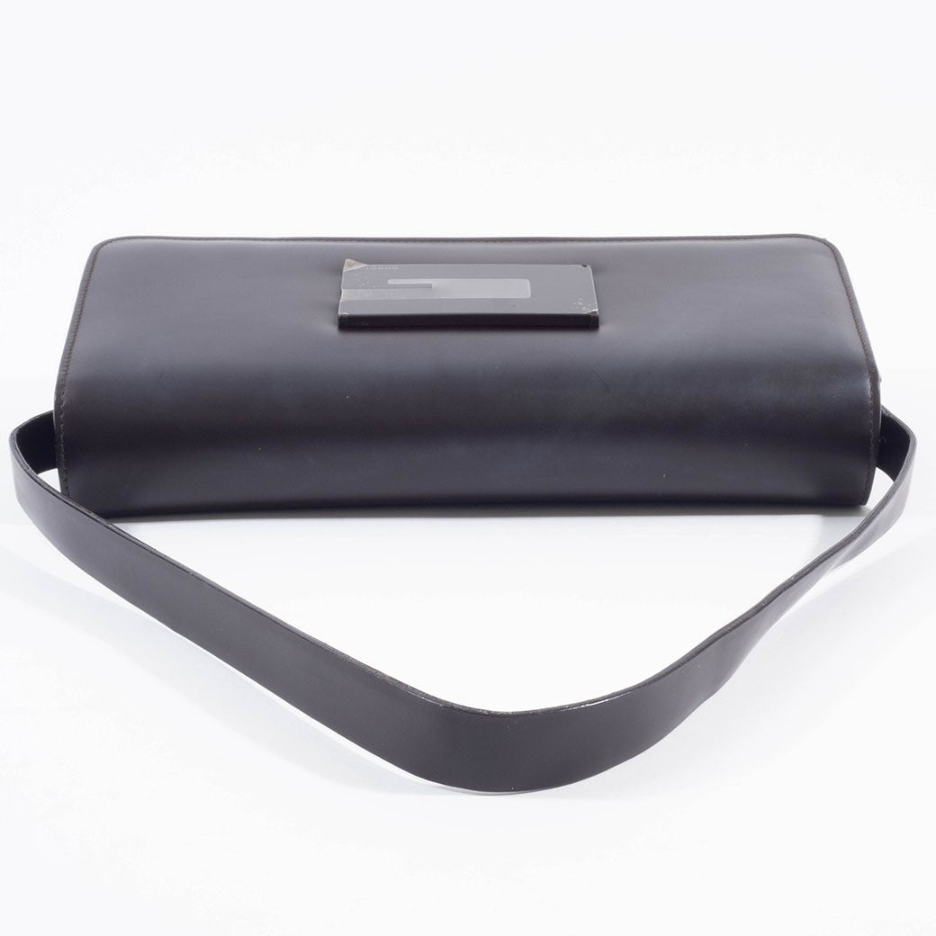 GUCCI Old Gucci Underarm Shoulder Bag Dark Brown Leather Vintage Preowned Auth6