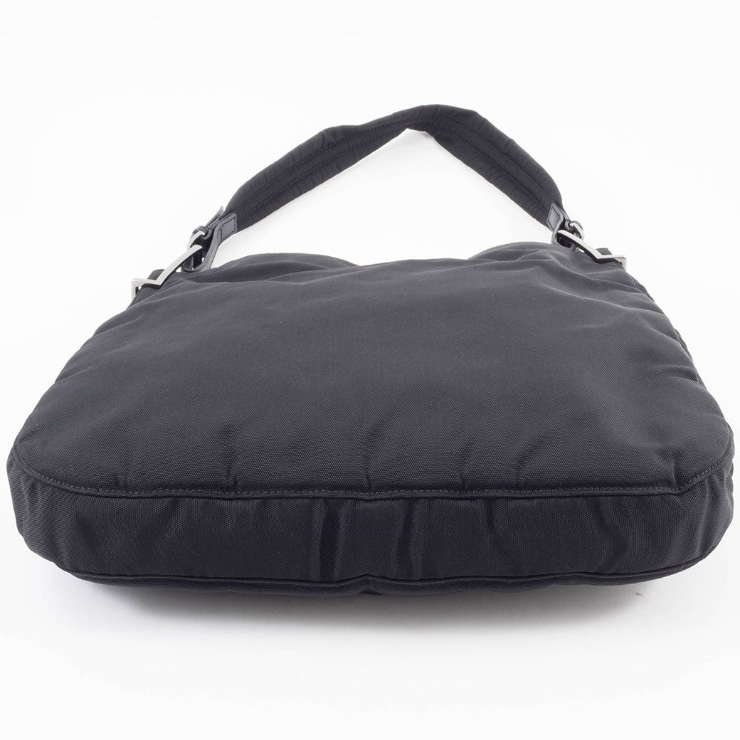 GUCCI Hobo Shoulder Bag Black Nylon Leather A4 Size 001.3166 Preowned Auth9