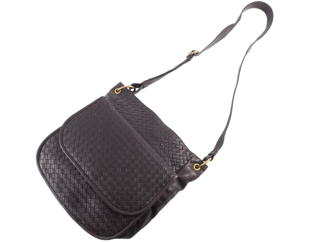 BOTTEGA VENETA Intrecciato Crossbody Shoulder Bag Dark Brown Leather Preowned11