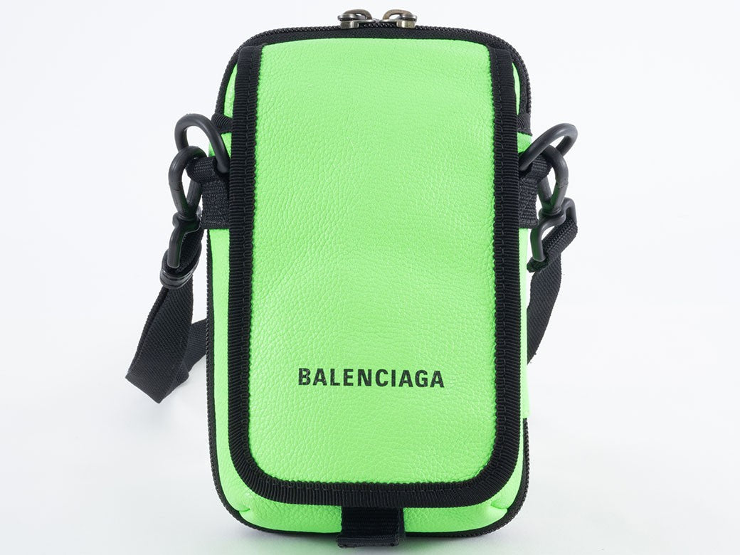BALENCIAGA Explorer Crossbody Shoulder Bag Green Leather 593329 Pouch Preowned19