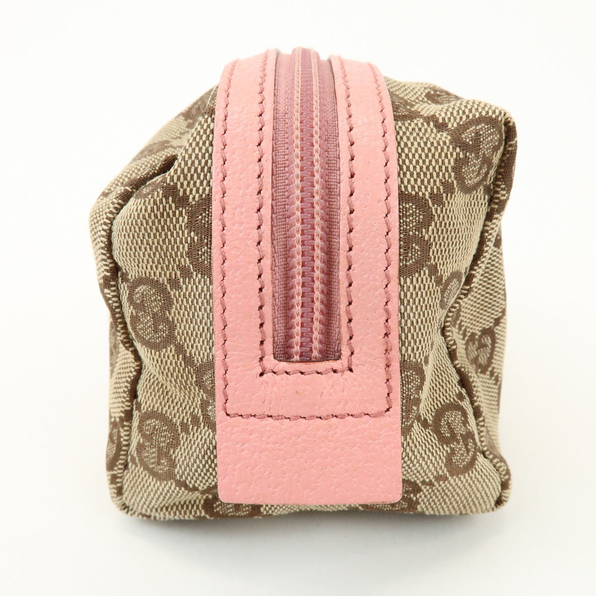 GUCCI GG Monogram Canvas Leather Cosmetic Pouch Beige Pink 29595 Preowned Auth7