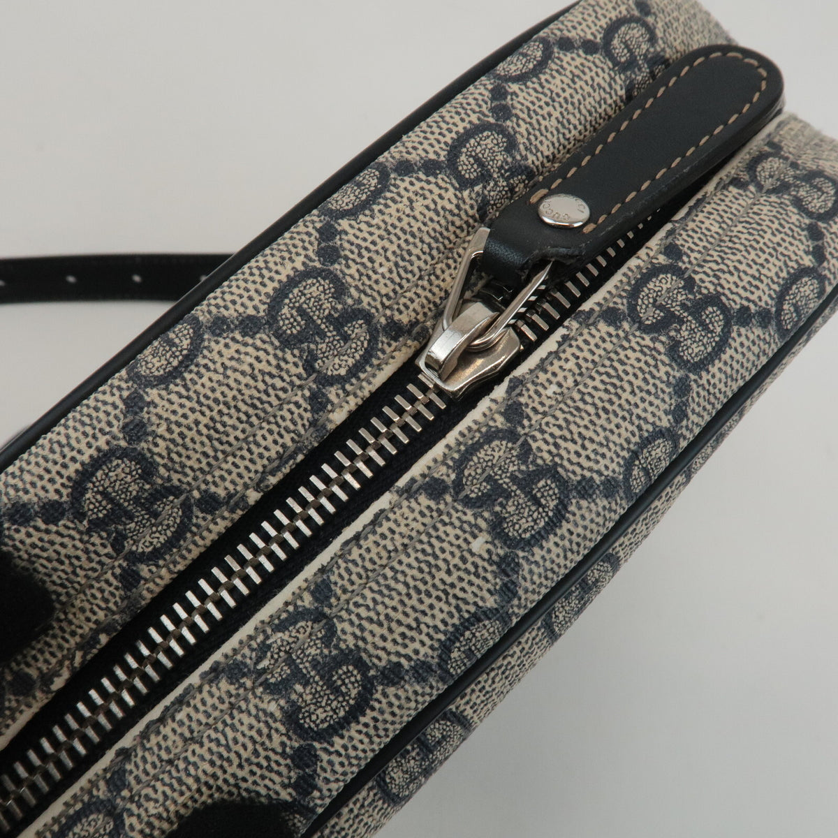 GUCCI GG Supreme Canvas Leather Shoulder Bag Navy Beige Vintage 233268 Preowned19