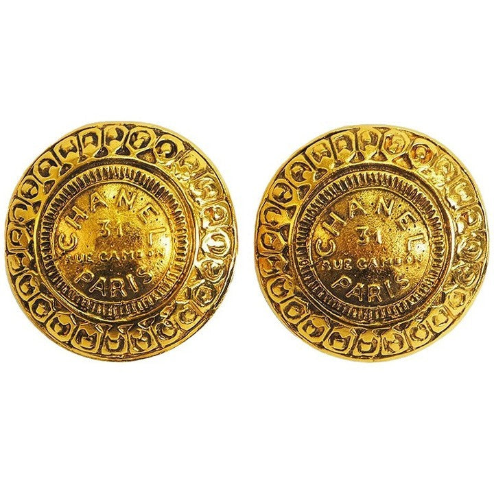 CHANEL Vintage Round Cambon Earrings Ladies 31 Le Cambon0