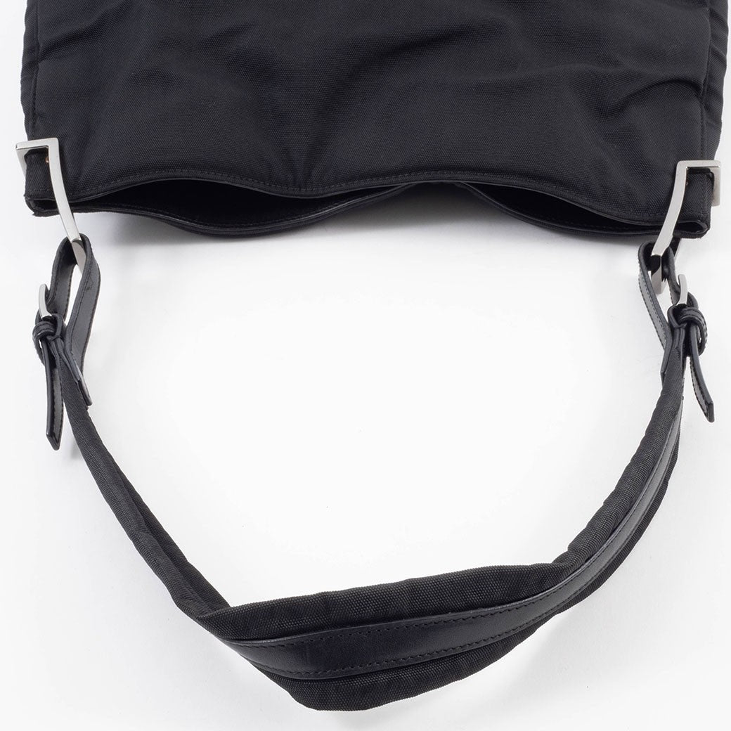 GUCCI Hobo Shoulder Bag Black Nylon Leather A4 Size 001.3166 Preowned Auth10