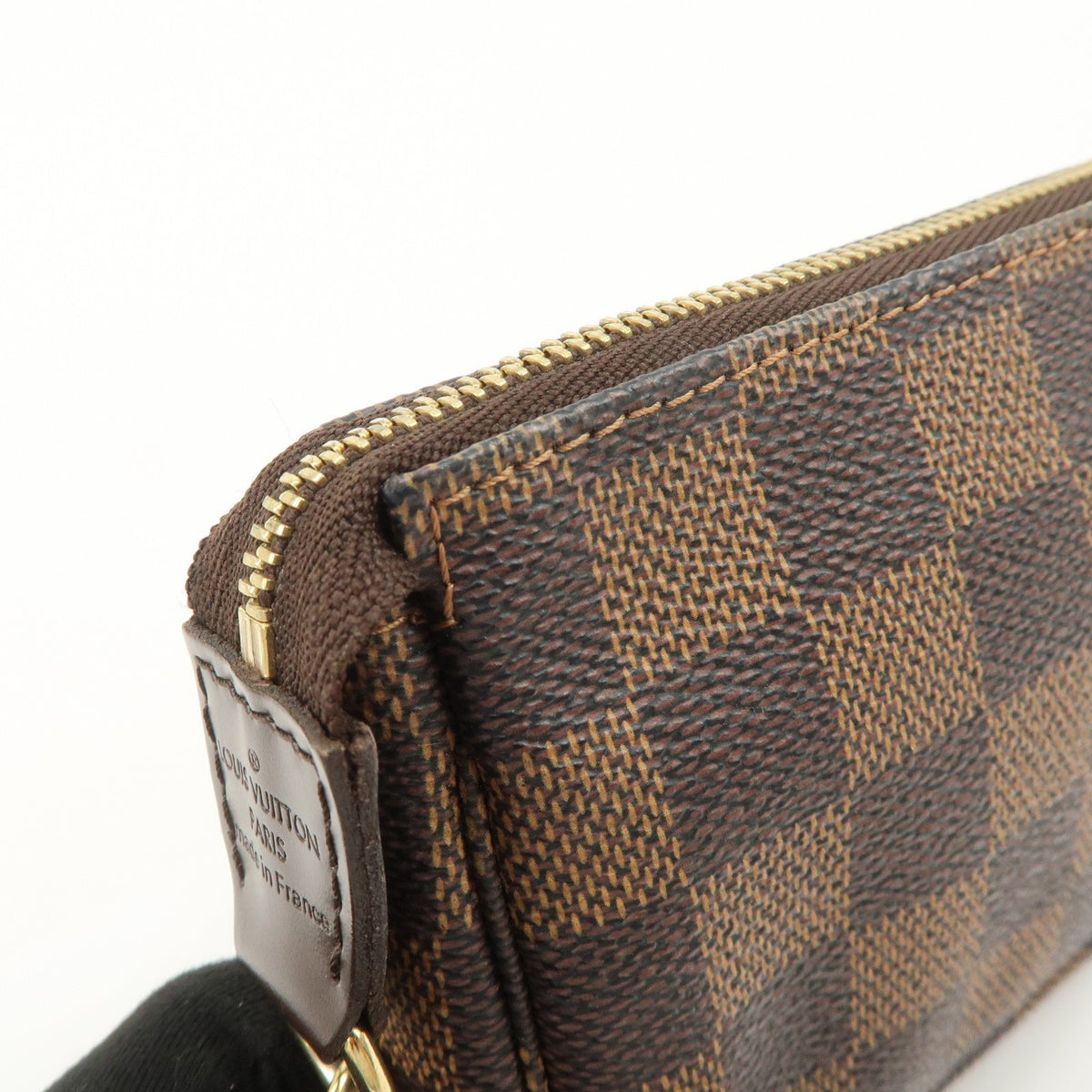 LOUIS VUITTON Mini Pochette Accessoires Damier Ebene Pouch N58009 Preowned Auth13