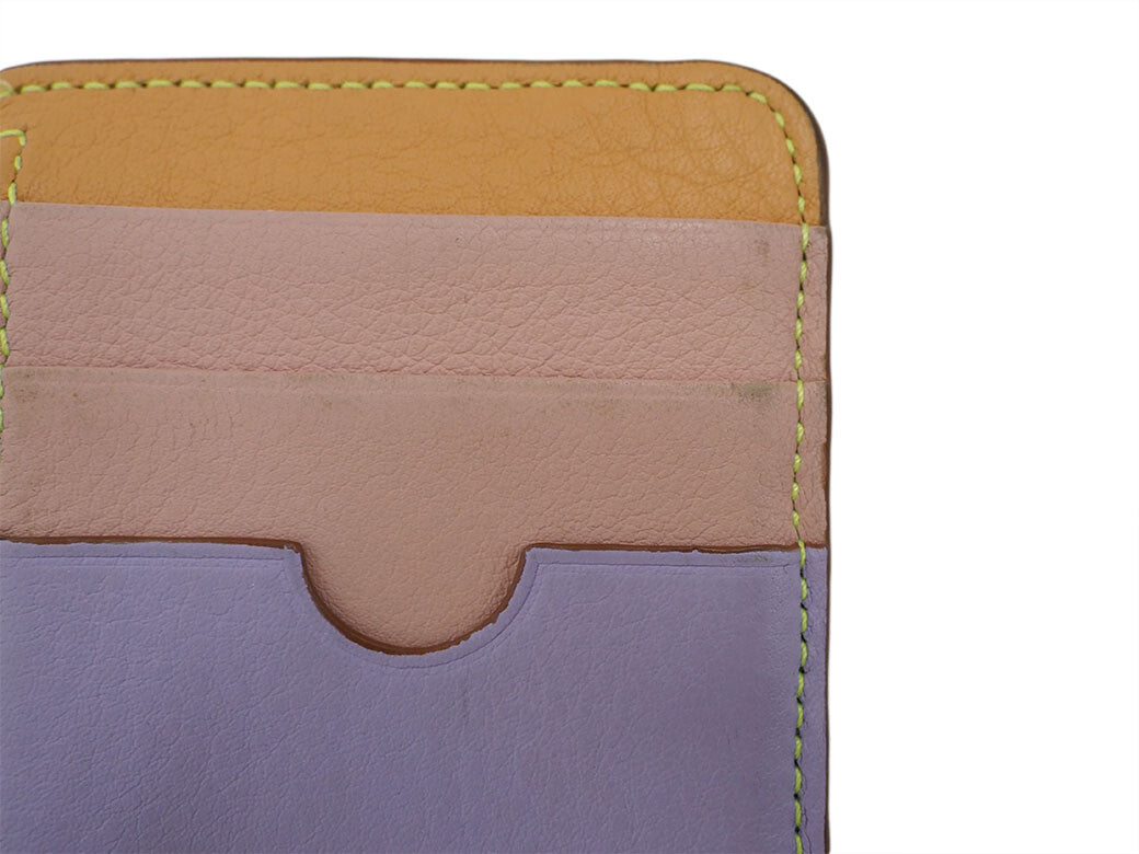 LOEWE Puzzle Stitch Coin Card Holder Multi Color Leather Wallet Preowned Auth3