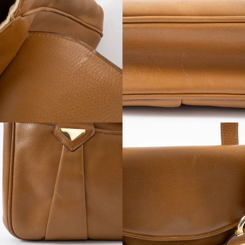 BALLY Old Bally Womens Shoulder Bag Camel Leather Flap Vintage Preowned Auth10