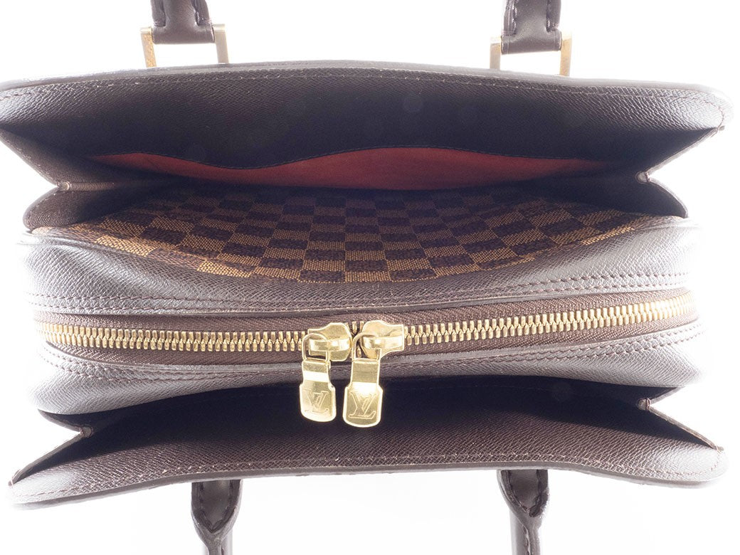 LOUIS VUITTON Triana N51155 Damier Ebene Canvas Brown Handbag Tote bag Preowned15