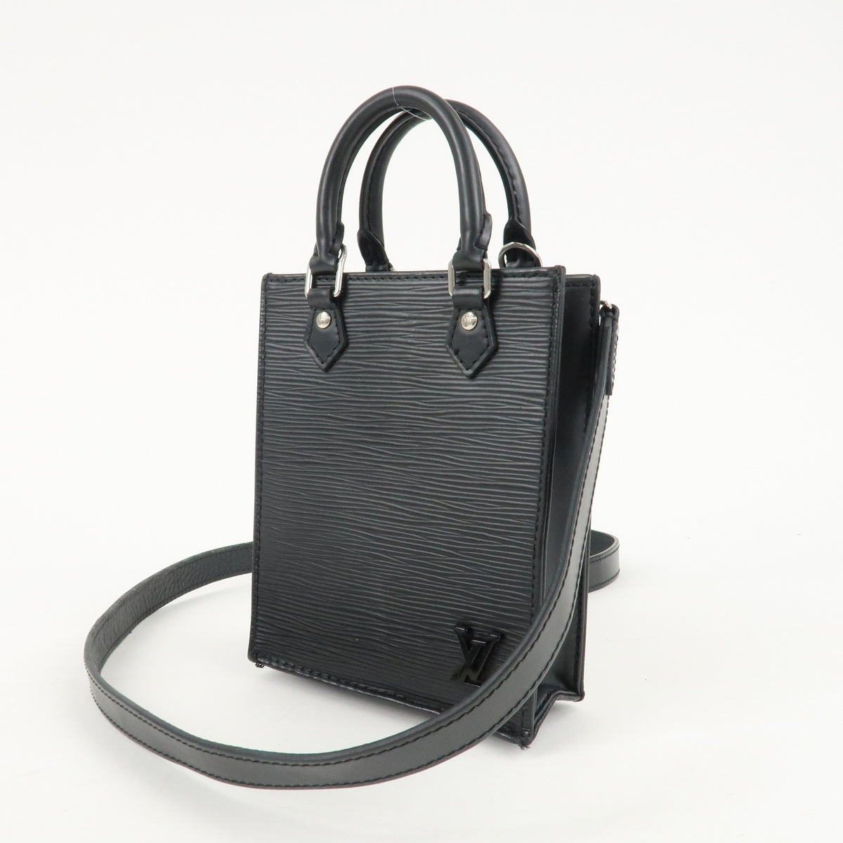 LOUIS VUITTON Petit Sac Plat Convertible Handbag Black Epi M69441 Preowned Auth2