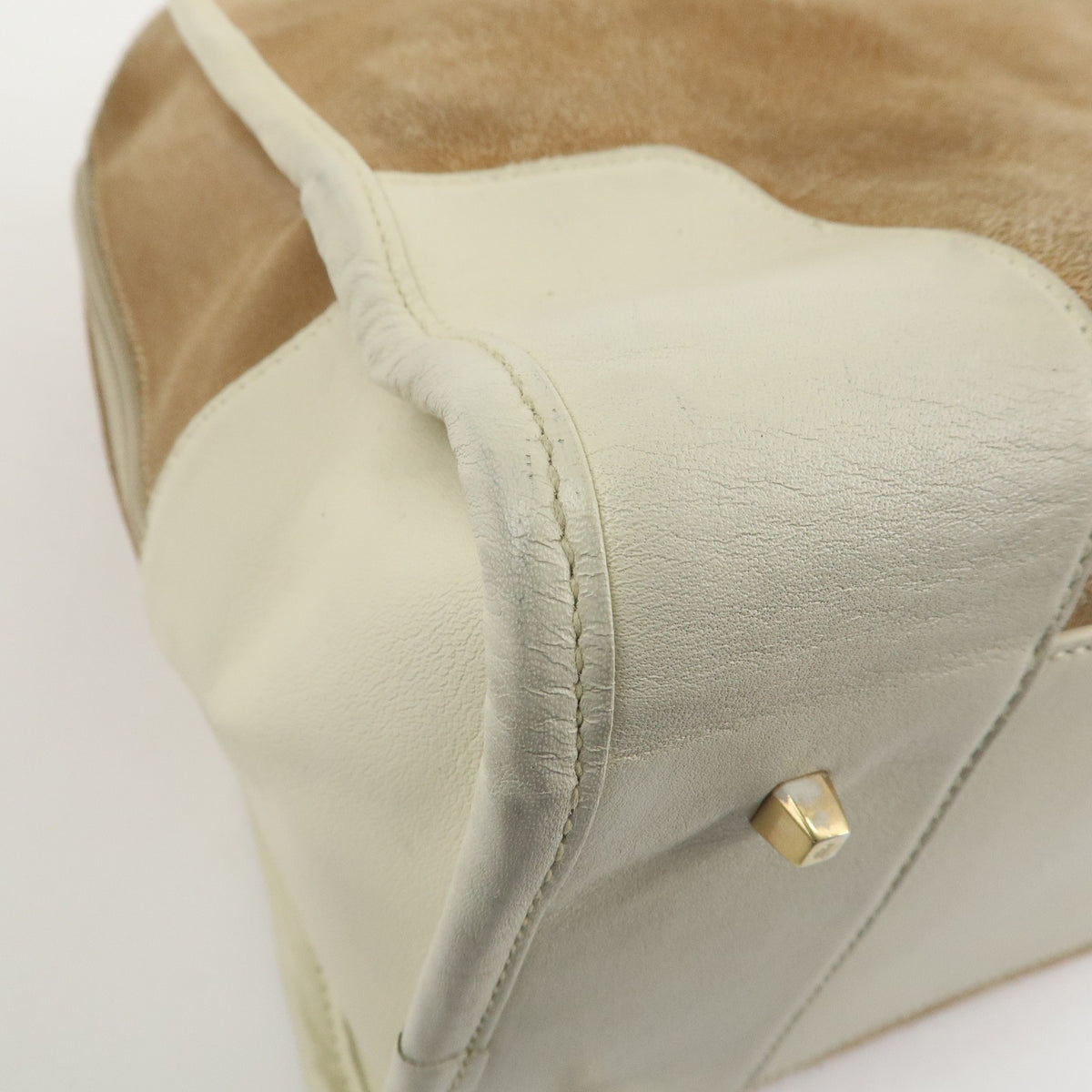 LOEWE Anagram Leather Amazona 32 Hand Bag Tote Bag Beige Ivory Auth Used F/S10
