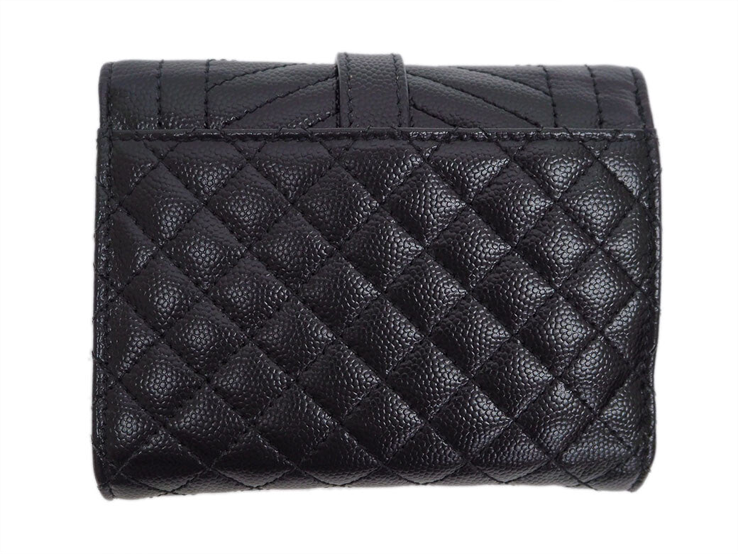 SAINT LAURENT Mix Matrasse Monogram Compact Black Bifold Wallet 651028 Ladies2