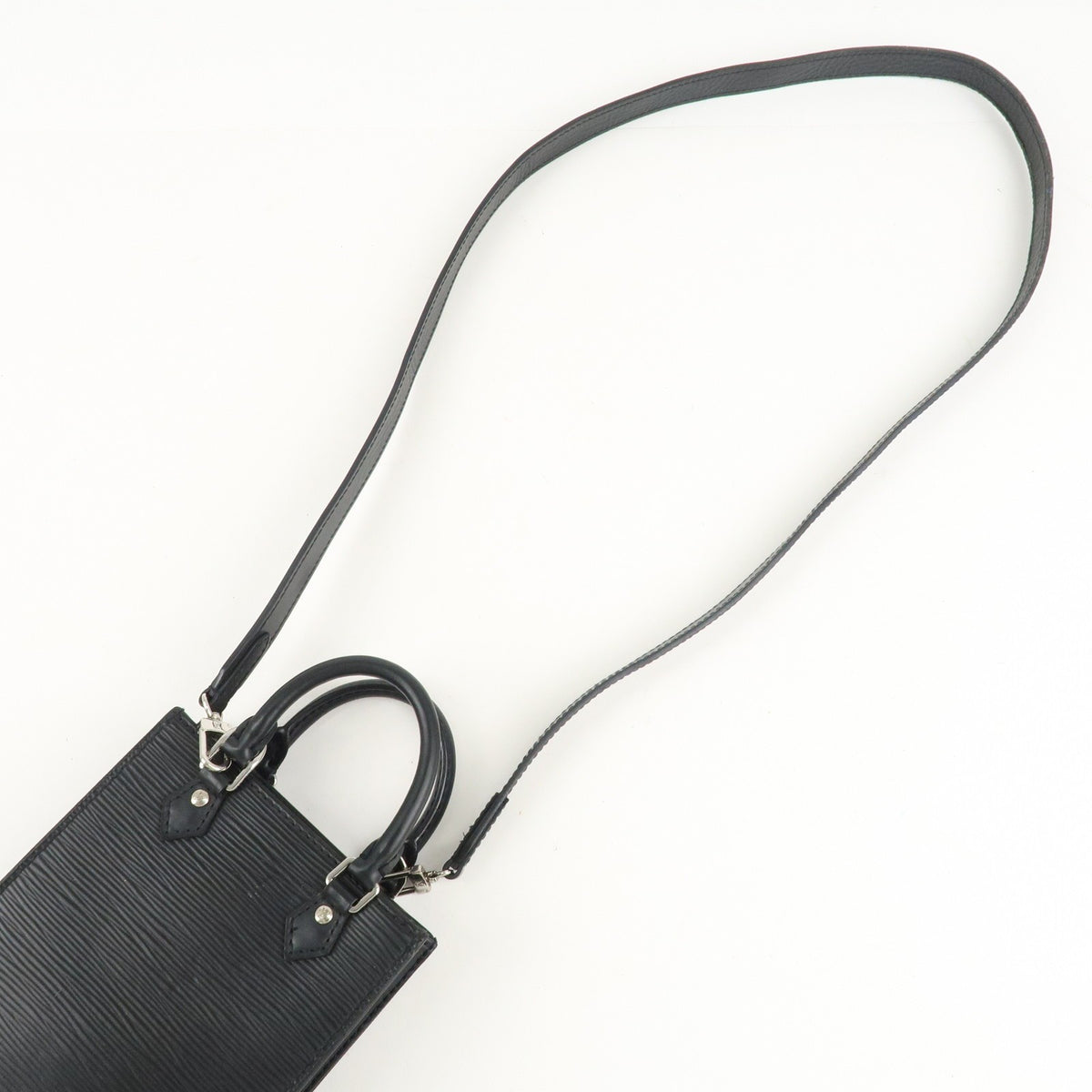 LOUIS VUITTON Petit Sac Plat Convertible Handbag Black Epi M69441 Preowned Auth5