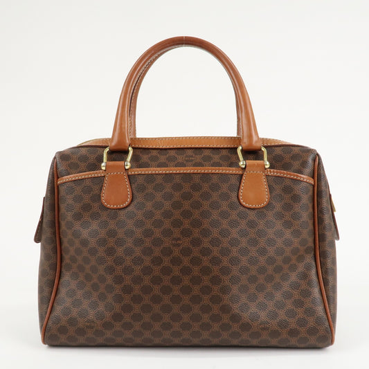 Auth CELINE Macadam PVC Leather Boston Bag Hand Bag Brown Preowned Reuse Used1
