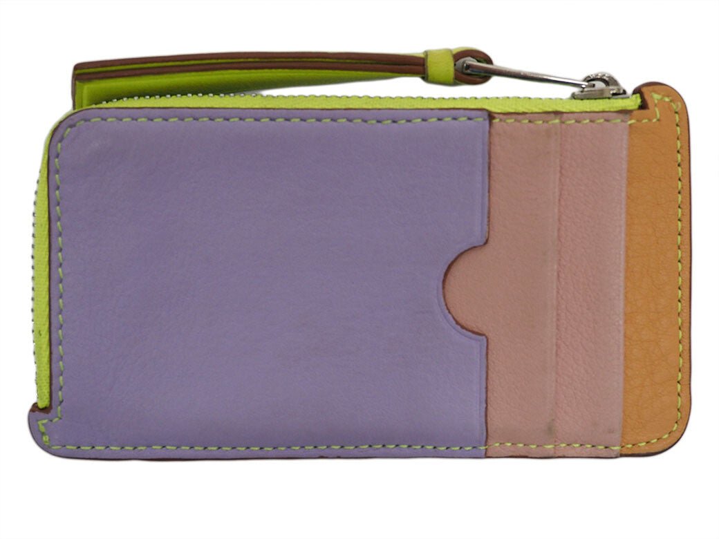 LOEWE Puzzle Stitch Coin Card Holder Multi Color Leather Wallet Preowned Auth2