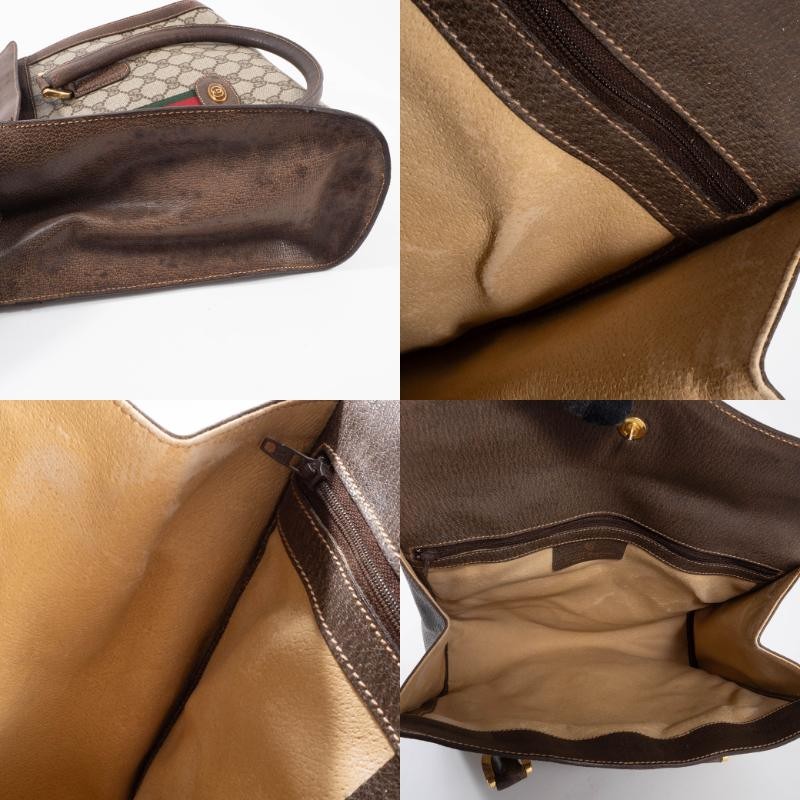 GUCCI Old Gucci Web Line Sherry Handbag Shoulder Interlocking Preowned Auth22