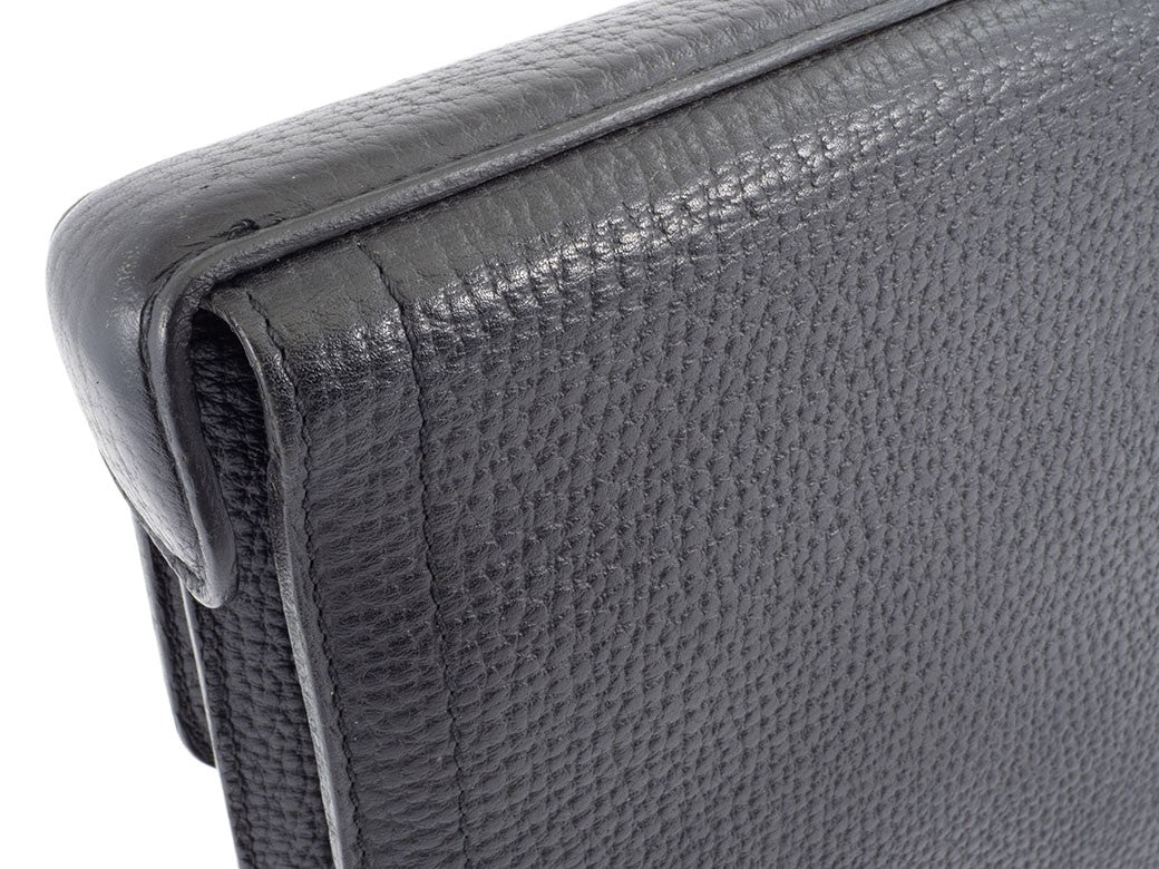 LOEWE Anagram Briefcase Black Leather Men's Business Bag Large A4 Preowned Auth8