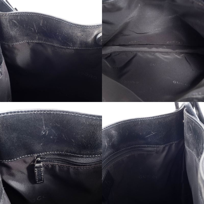 GUCCI Hobo Shoulder Bag Black Nylon Leather A4 Size 001.3166 Preowned Auth20