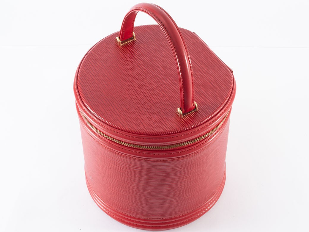 Auth Louis Vuitton Bag Cannes Vanity Bag Epi Castilian Red M48037 Reuse Used20