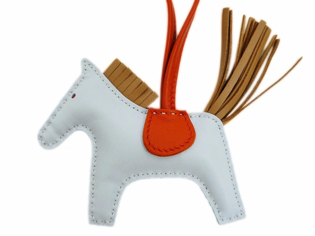 HERMES Rodeo PM Horse Bag Charm Bleu Brume Cornelian Chai Unused Preowned Auth3