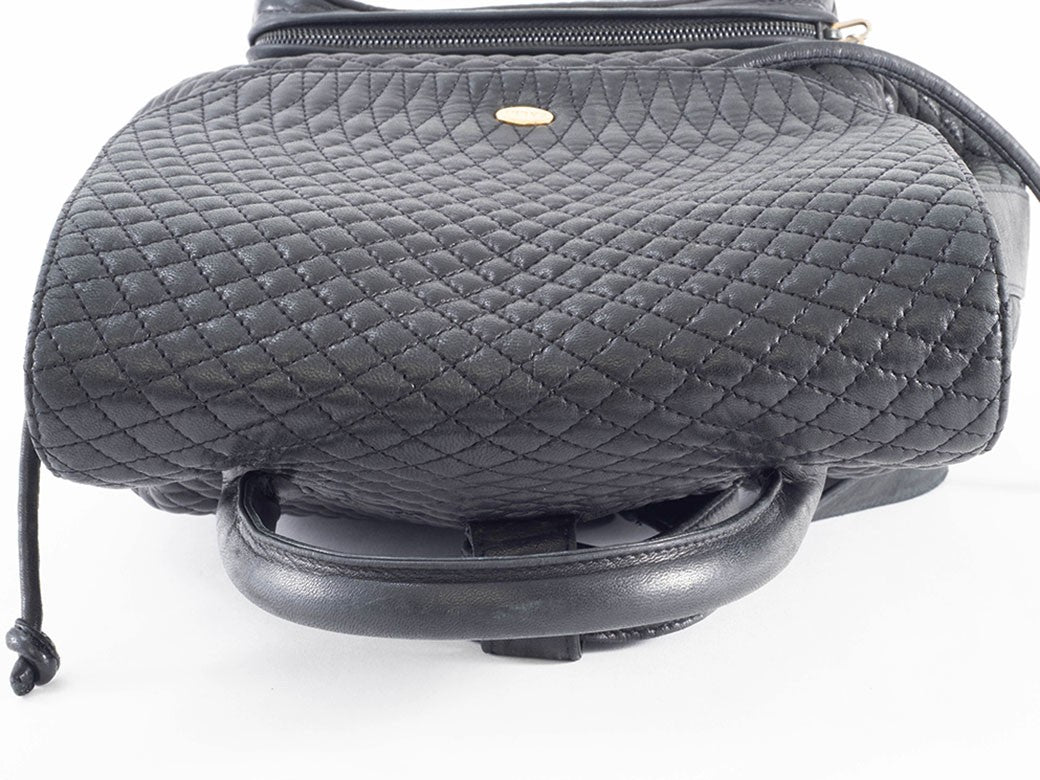 berry Bag Quilted Backpack Rucksack Black with Pouch Reuse Used Preowned13