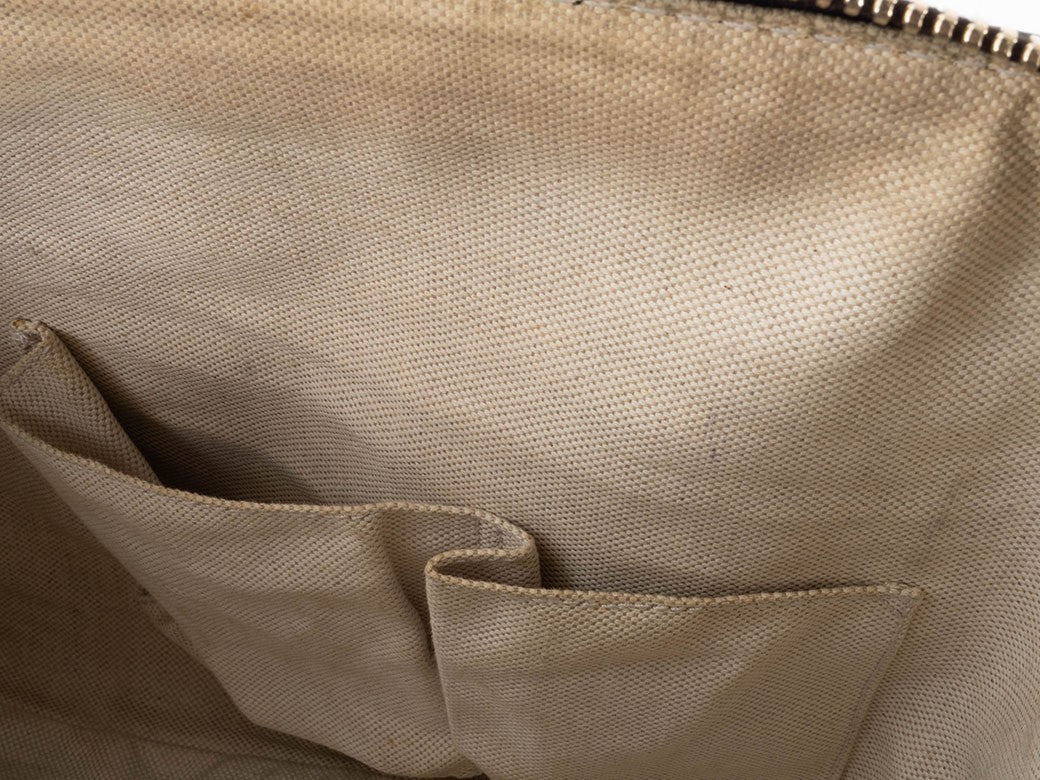GUCCI Diamante Canvas Leather Tote Handbag Beige Brown Womens Preowned Auth15
